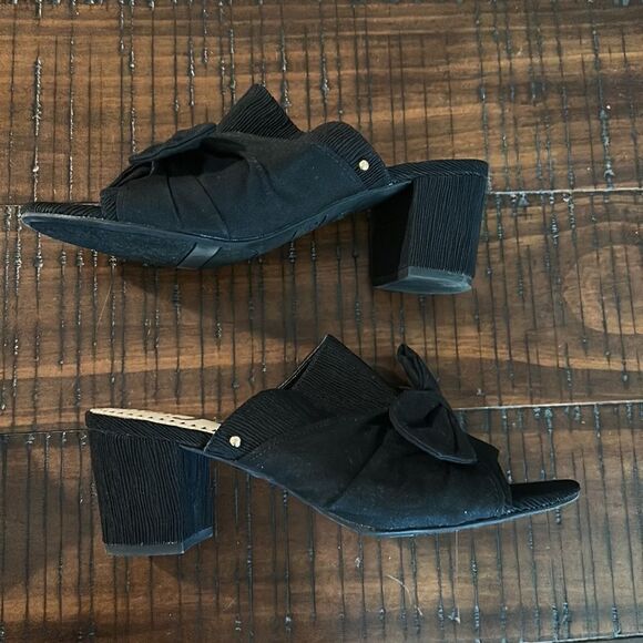 Circus Sam Edelman black bow peep toe block heels sandals 9.5 - Picture 2 of 7